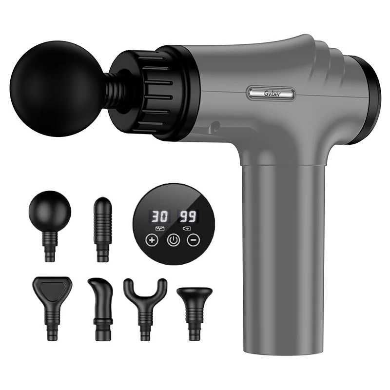 Handheld Electric Fascia Massage Gun Deep Tissue Relaxing Massager with LED Touch Screen 6 Multi-Function Heads for Muscle Care R250625