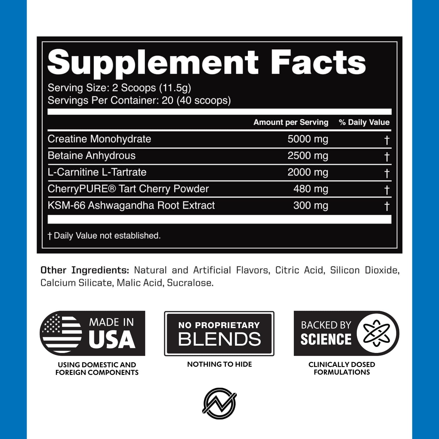 Post Workout Recovery Powder - Creatine Monohydrate, KSM-66 Ashwagandha & Tart Cherry - Speeds Recovery, Eases Soreness - Creatine Powder for Men & Women, Berry Splash, 240 Gr