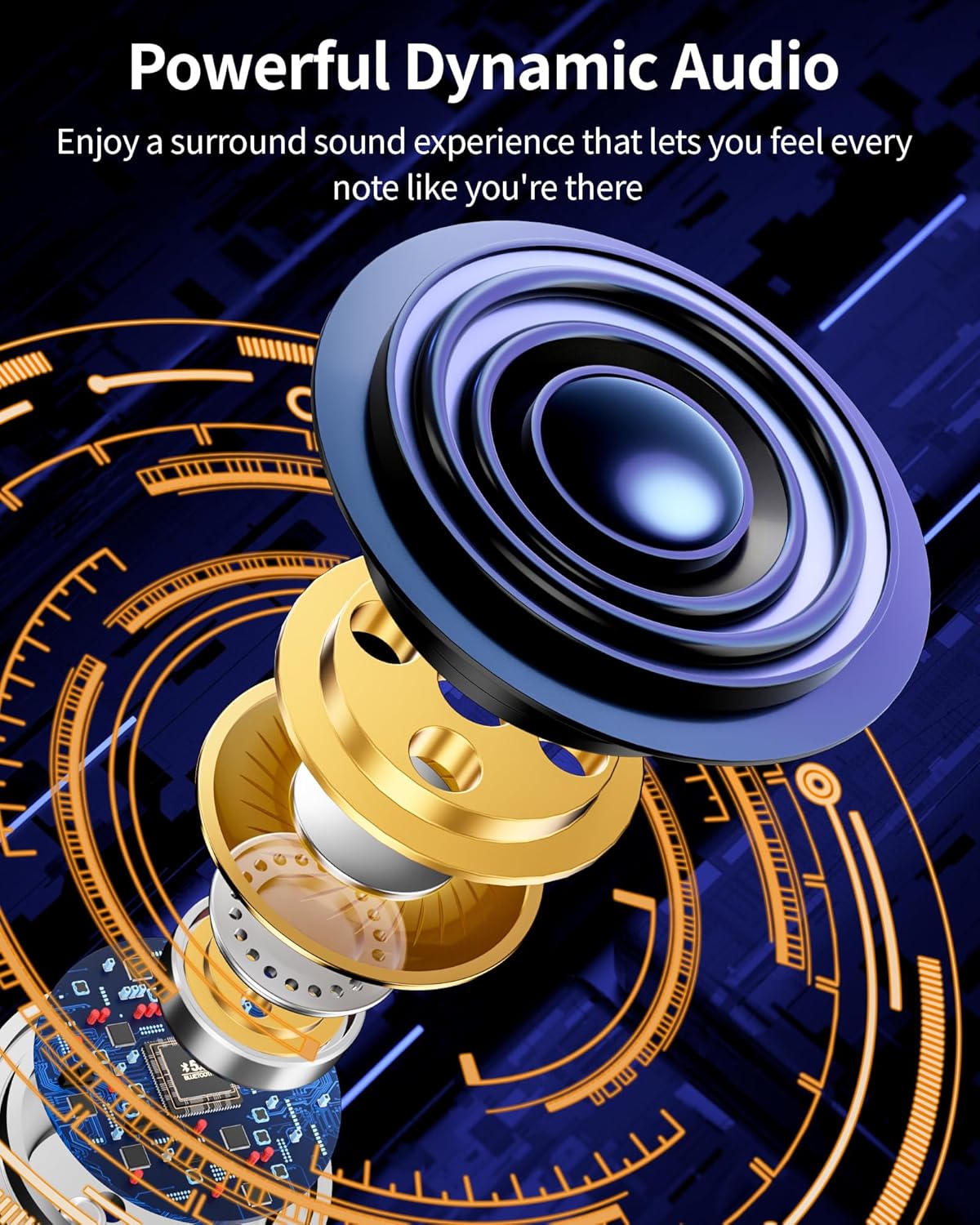 Bluetooth Headphones Wireless Earbuds 80Hrs Playtime Wireless Charging Case Digital Display Sports Ear Buds with Earhook Deep Bass IPX7 Waterproof Over-Ear Earphones for TV Phone Laptop Black