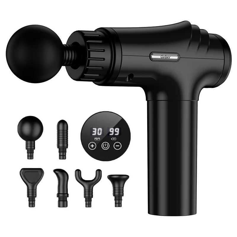 Handheld Electric Fascia Massage Gun Deep Tissue Relaxing Massager with LED Touch Screen 6 Multi-Function Heads for Muscle Care R250625