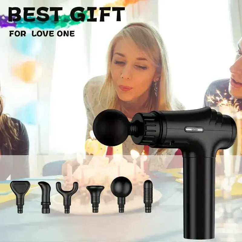 Handheld Electric Fascia Massage Gun Deep Tissue Relaxing Massager with LED Touch Screen 6 Multi-Function Heads for Muscle Care R250625