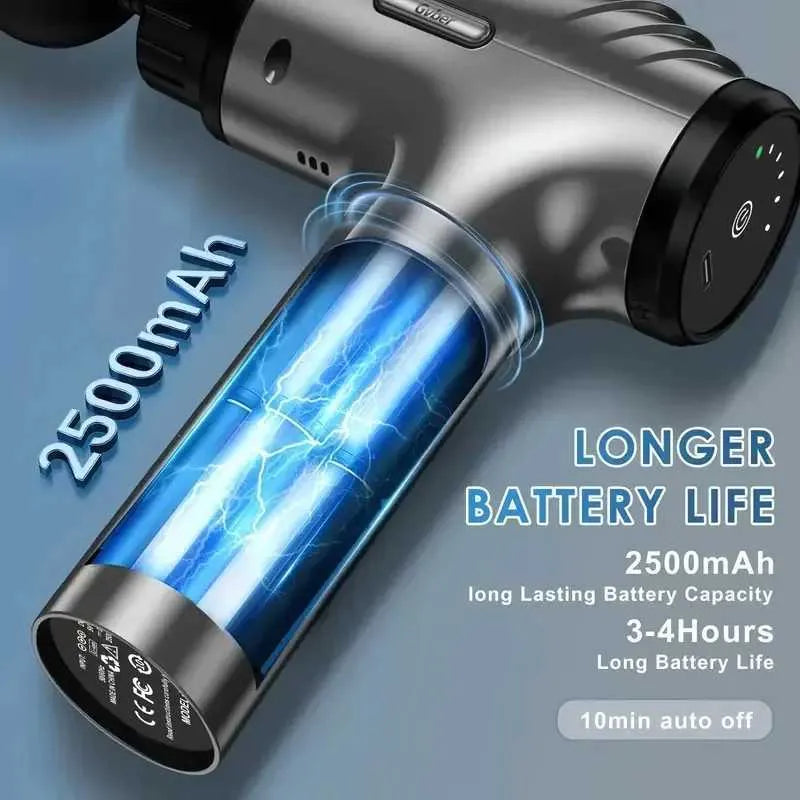 Handheld Electric Fascia Massage Gun Deep Tissue Relaxing Massager with LED Touch Screen 6 Multi-Function Heads for Muscle Care R250625