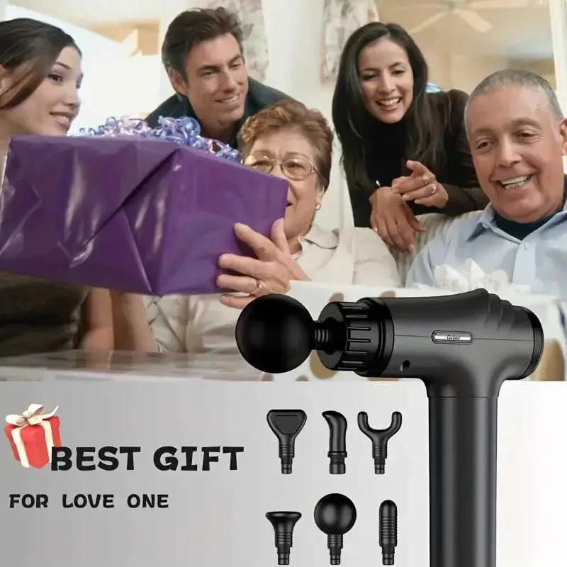 Handheld Electric Fascia Massage Gun Deep Tissue Relaxing Massager with LED Touch Screen 6 Multi-Function Heads for Muscle Care R250625