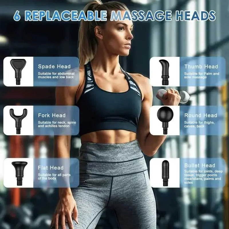 Handheld Electric Fascia Massage Gun Deep Tissue Relaxing Massager with LED Touch Screen 6 Multi-Function Heads for Muscle Care R250625